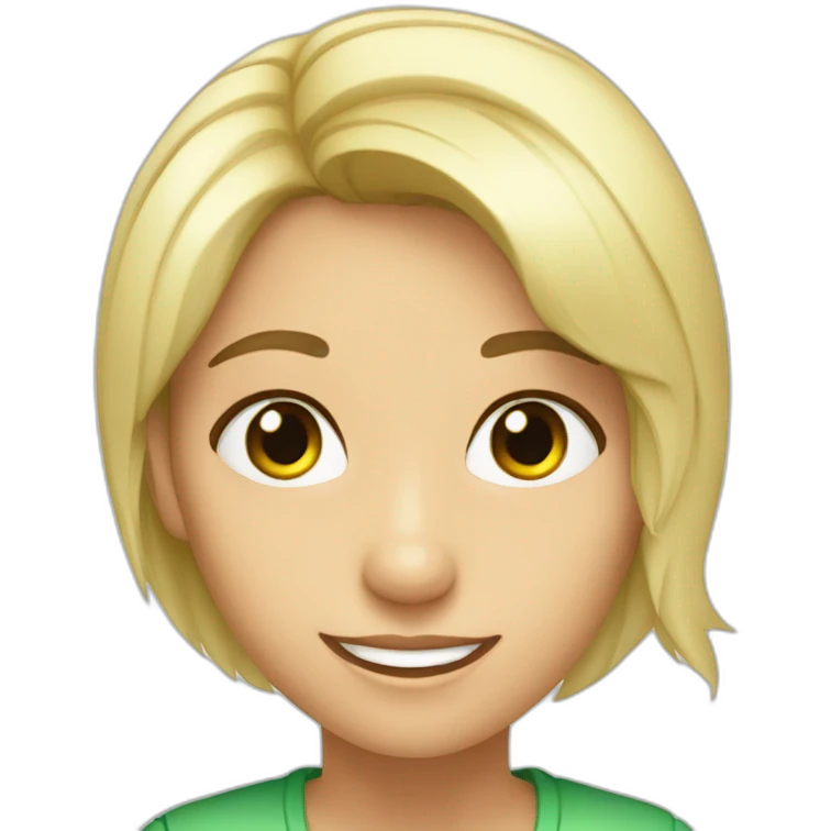 Nena rubia ojos verdes sonrisa emoji