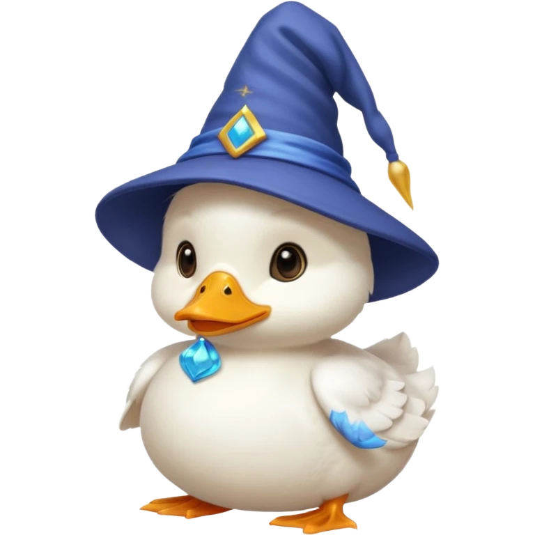 white baby duck with wizard hat
 emoji