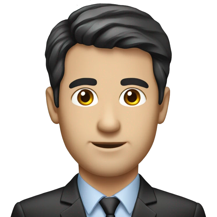  a man in finance with black french crop hair style, caucassian man emoji