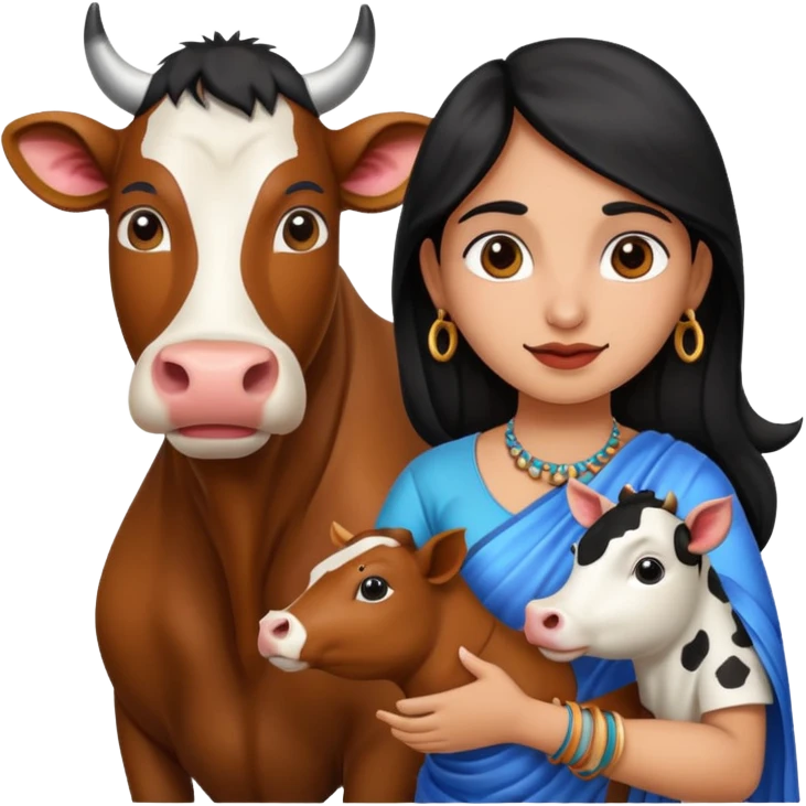 Indian girl with cow emoji