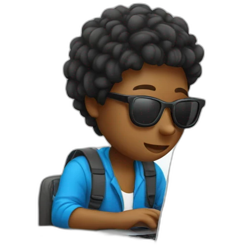 Designer working on a laptop from beach emoji