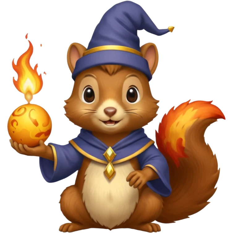 wizard squirrel summons fire in hand emoji