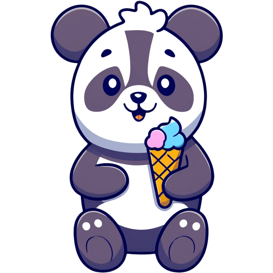 Panda eating ice cream emoji