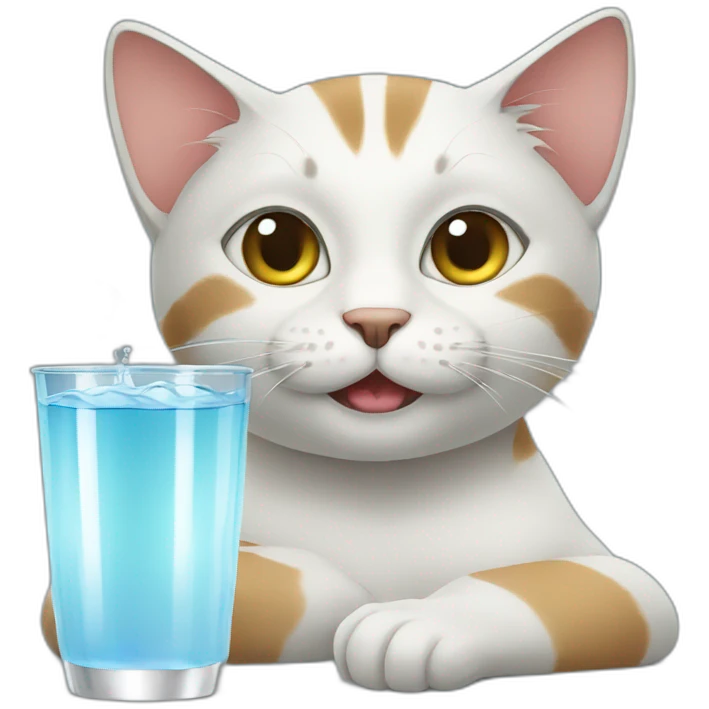 Cat drinks water emoji