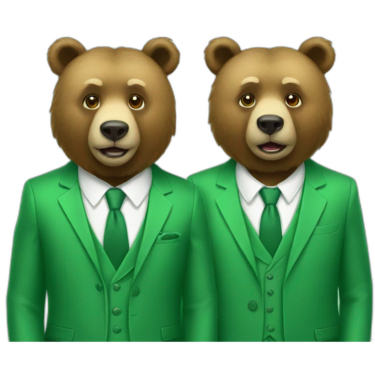 two bears in green suits emoji