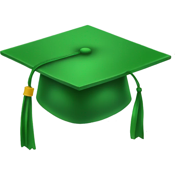 Green graduation cap emoji