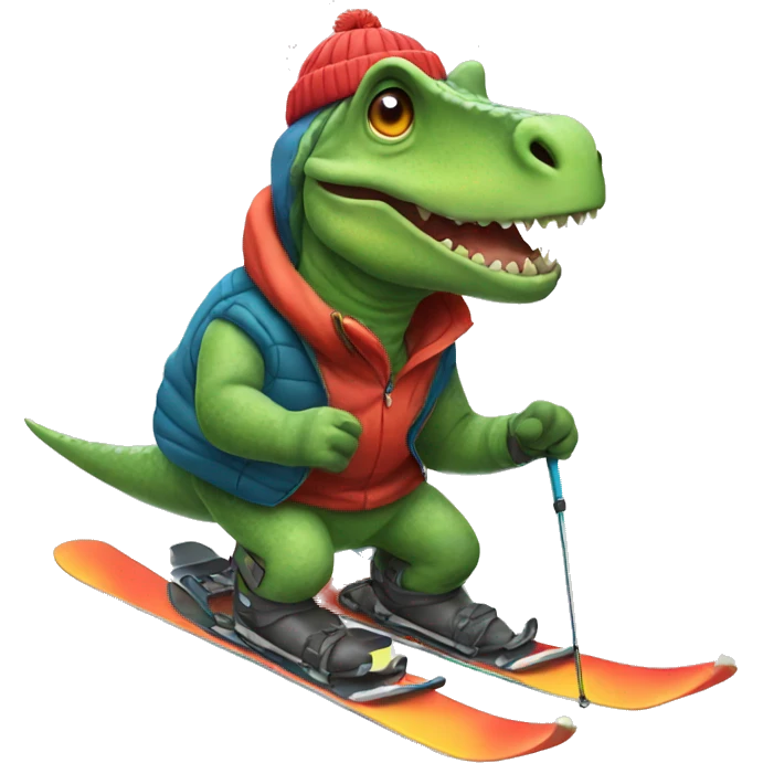 party Dino skiing emoji