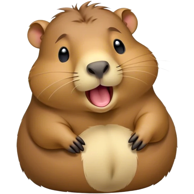 Cinematic Cute Yawning Capybara Portrait Emoji, Head tilted slightly with a dramatic, wide-open yawn, showcasing a plush, rounded body with drowsy, half-closed eyes and a relaxed expression, Simplified yet irresistibly adorable features, highly detailed, glowing with a soft, cozy natural glow, high shine, relaxed yet expressive, stylized with a dash of whimsical charm, soft glowing outline, capturing the essence of a drowsy yet affectionate guardian that seems ready to stretch out for a nap! emoji