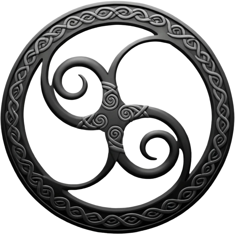 Celtic Triskelion black and white symbol emoji
