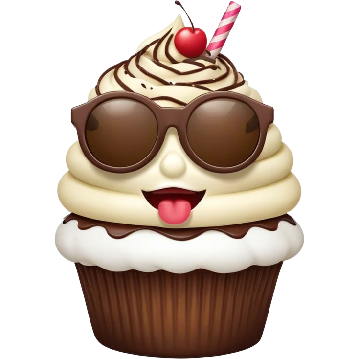 Cupcake wearing sunglasses, cursing emoji