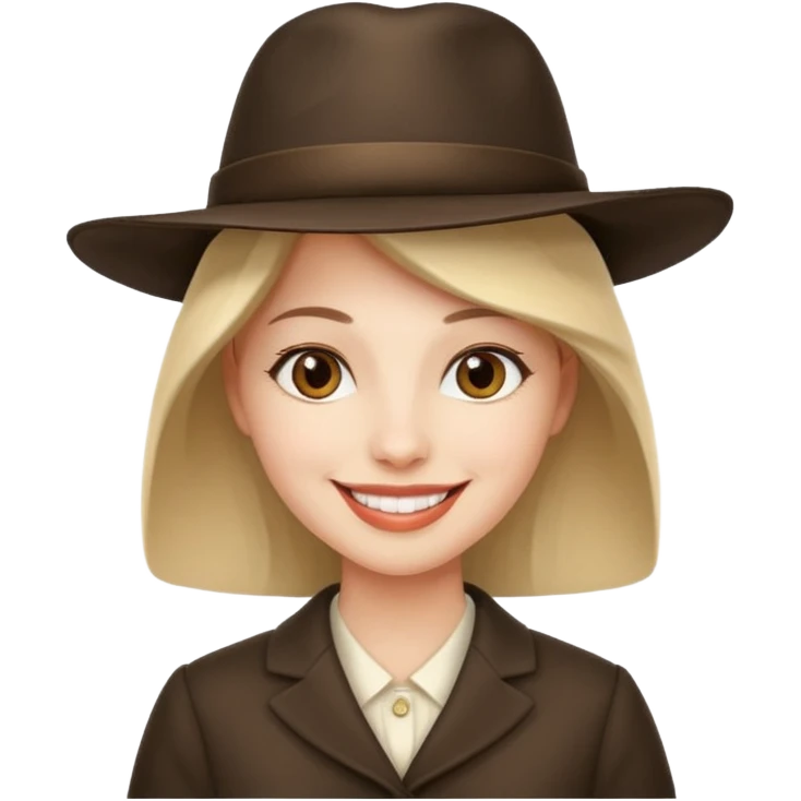 Una cara con una sonrisa un sombrero elegante y mirada con orgullo emoji