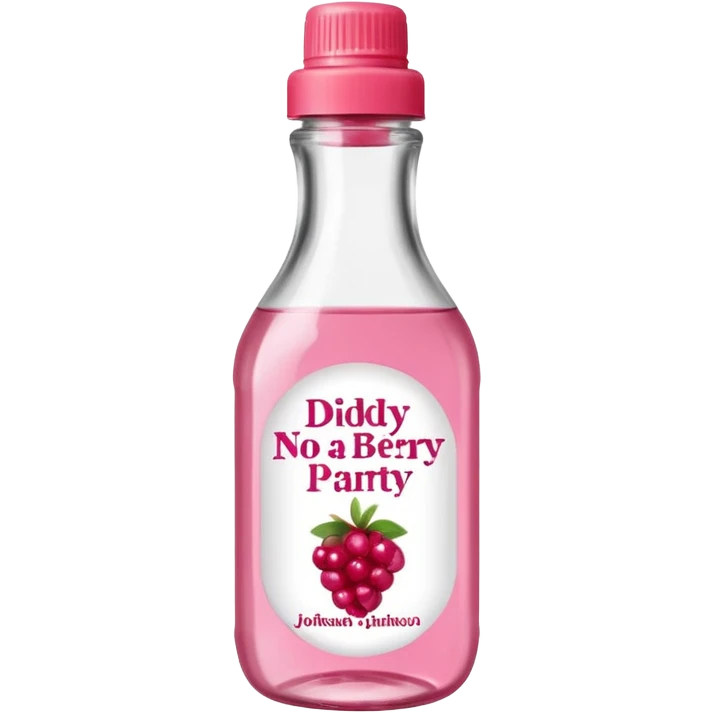 realistic Johnson and Johnson style bottle pink cap pink logo clear bottle with aint no party like a berry party written on the logo with diddy oil and a berry on top bottle emoji