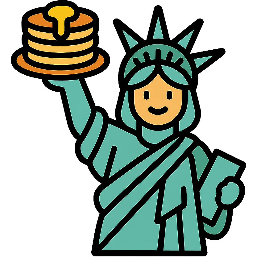 Statue of Liberty holding a stack of pancakes icon emoji