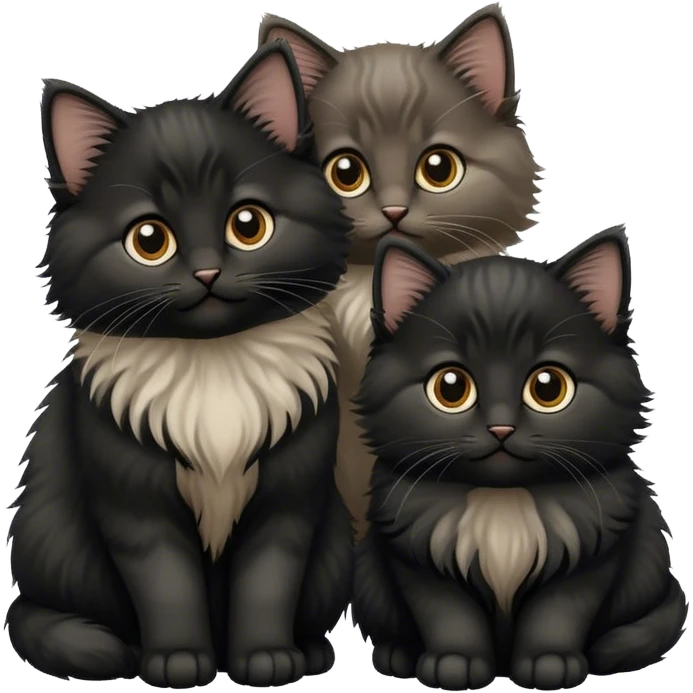 Two cute fluffy black Siberian kittens emoji