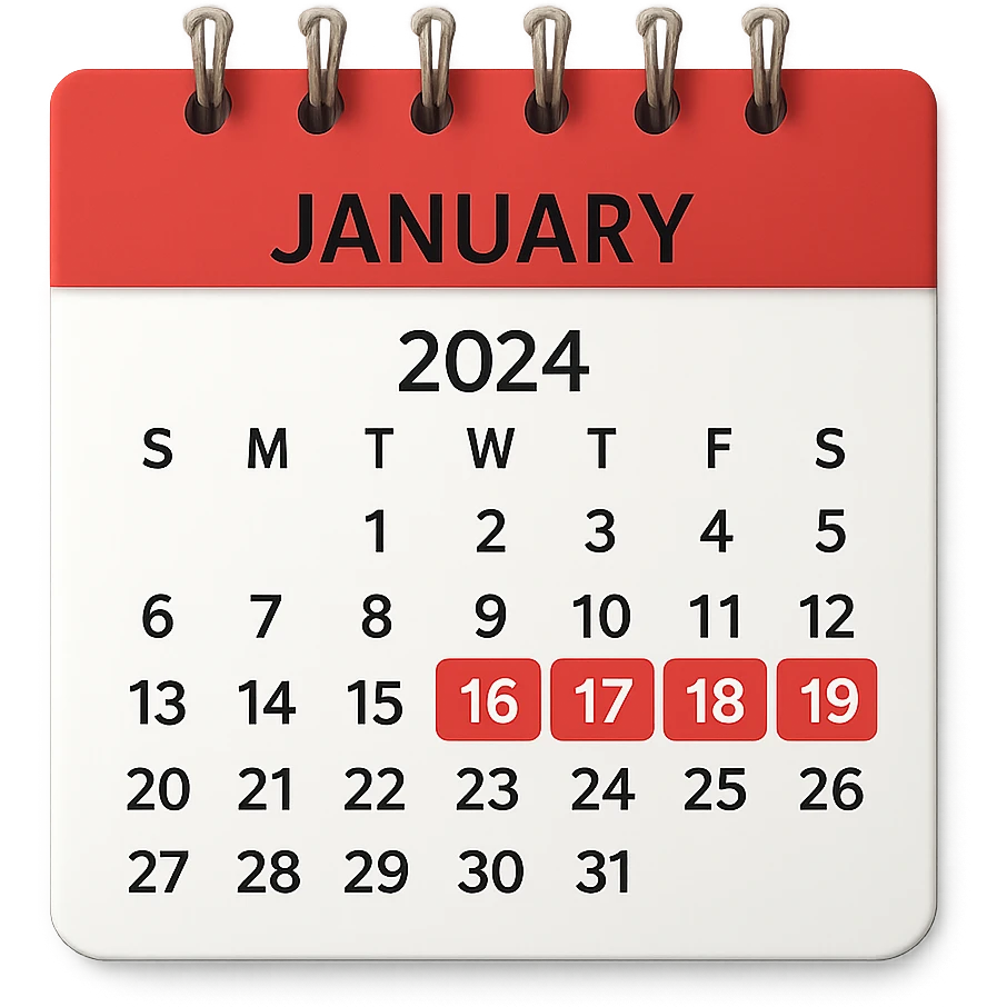 calendario realistico con 5 giorni di fila segnati per il ciclo emoji