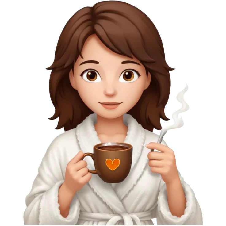 {
      "type": "human",
      "look": "fluffy robe woman, messy hair, holding cup of cocoa",
      "description": "a woman in a fluffy robe with messy hair, holding a cup of cocoa"
    } emoji