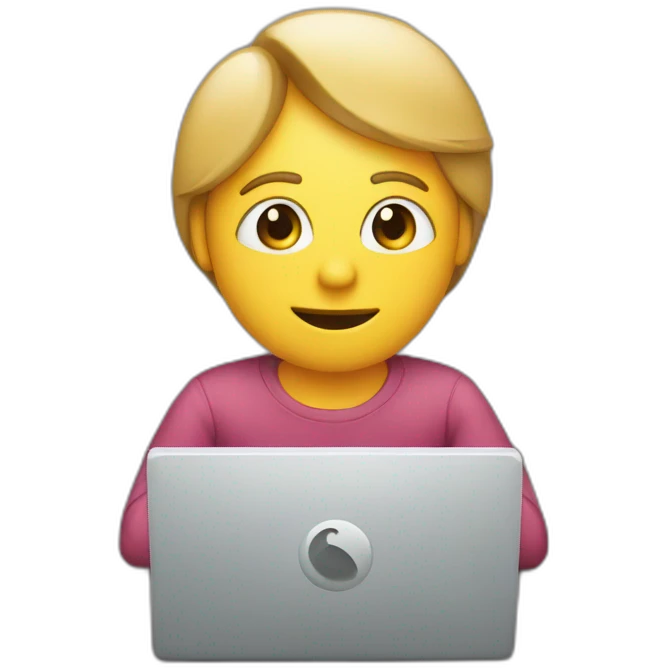 sitting at computer, words "ZTP" on the screen emoji