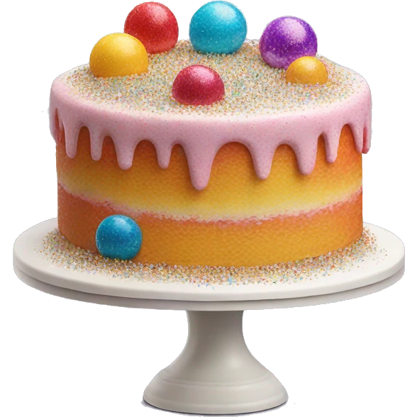 Realistic cake with colorful glitter emoji