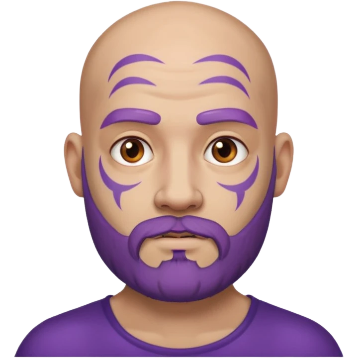 bald purple bearded man with face tattoo emoji