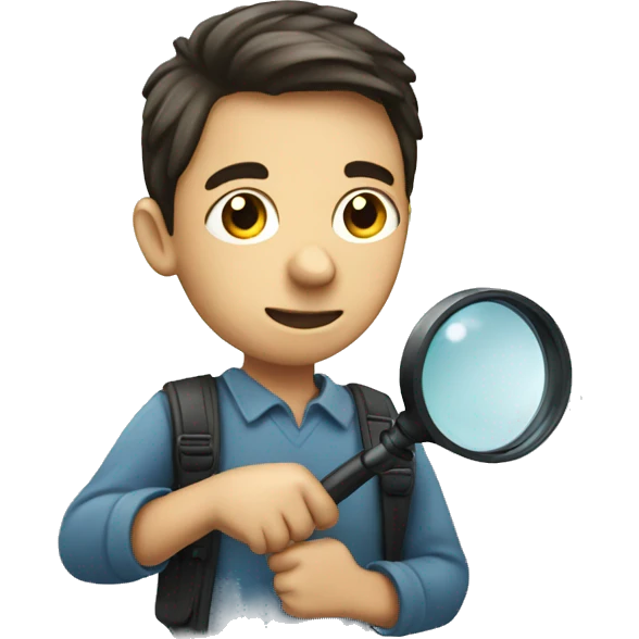 boy holding magnify glass emoji