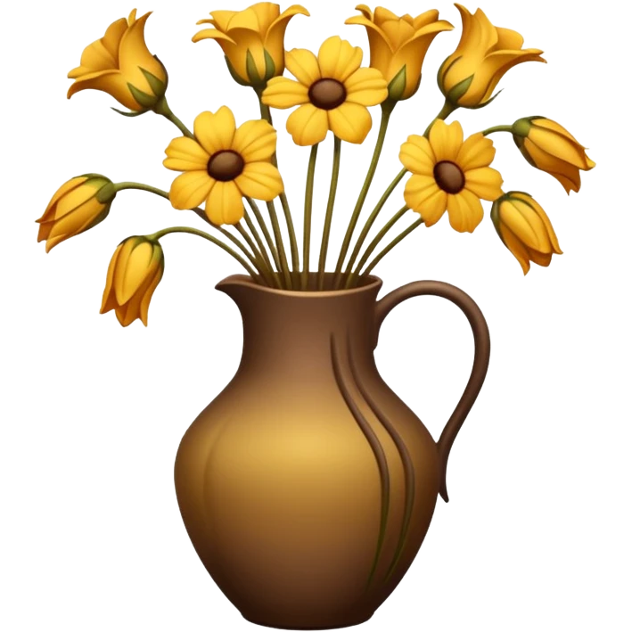 completely wilted flowers all drooping over the edges of a vase, every flower emoji