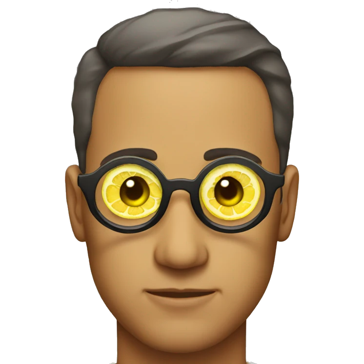 Man wearing lemons on eyes emoji