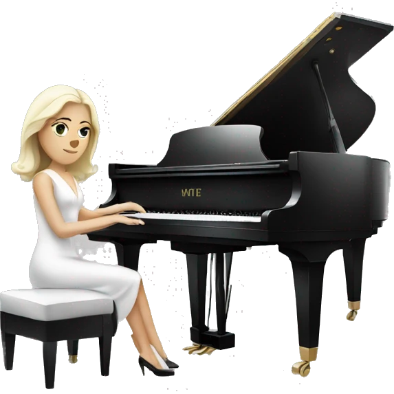 white lady in a classy dress playing the grand piano emoji
