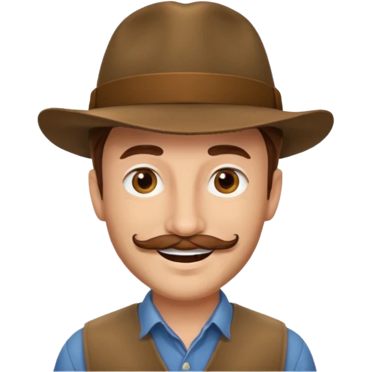 Justin Jeffre with brown hair and mustache and hat emoji