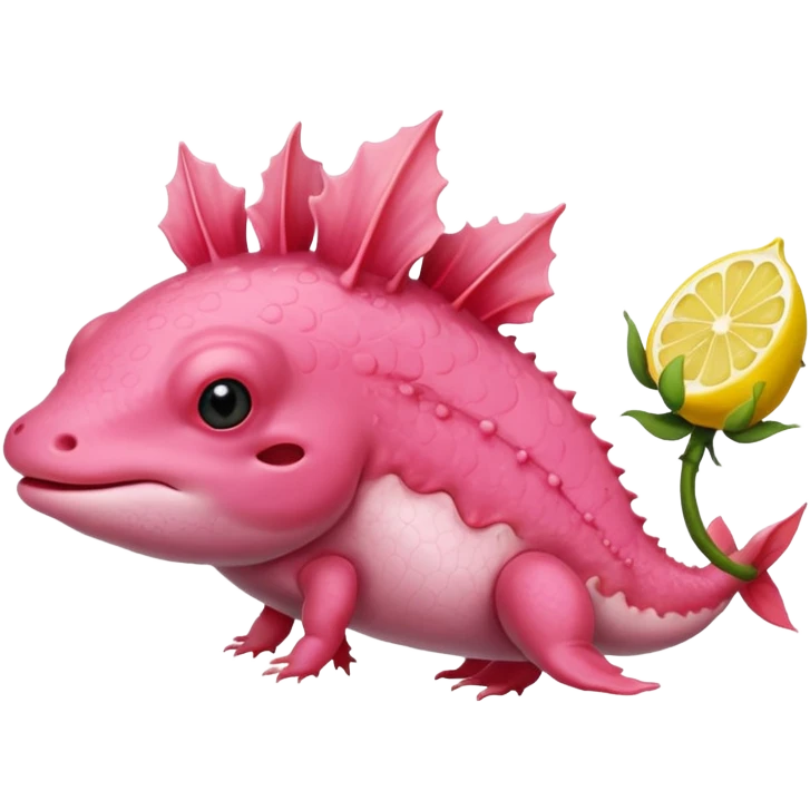 J’aimerais un Axolotl rose qui mange un citron emoji