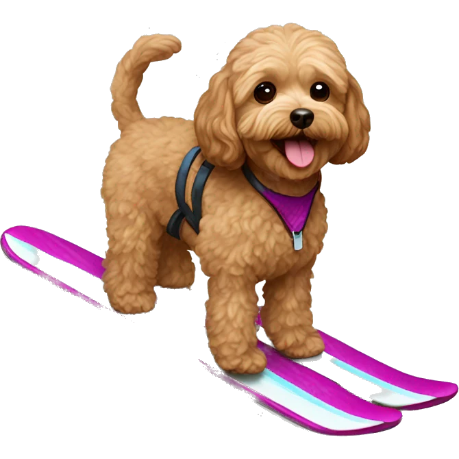 Brown Maltipoo skiing emoji