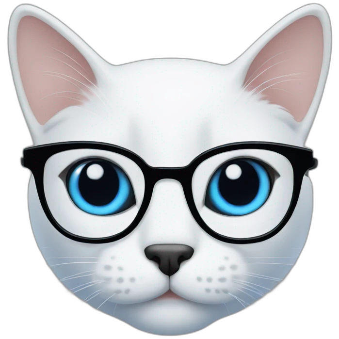 cat with blue eyes and black eyeglasses emoji