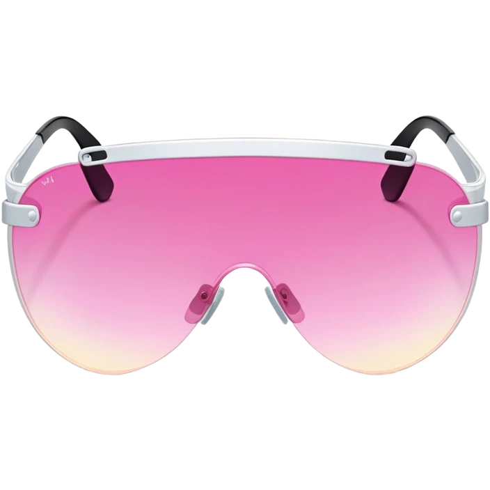 retro Y2K shield visor sunglasses with pink gradient lens, frameless emoji