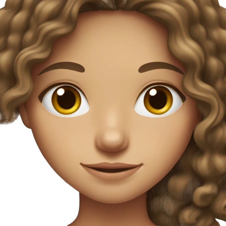 brunette girl with freckles, brown eyes, wavy hair, caucasian  emoji