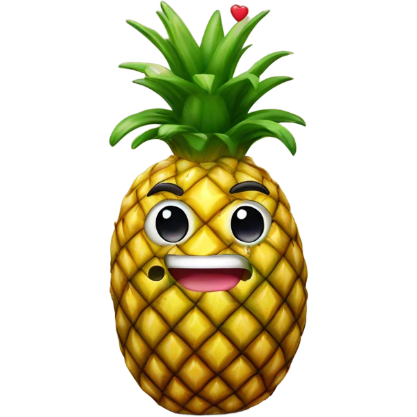 shiny pineapple with heart eyes and and R in each of the heart eyes emoji