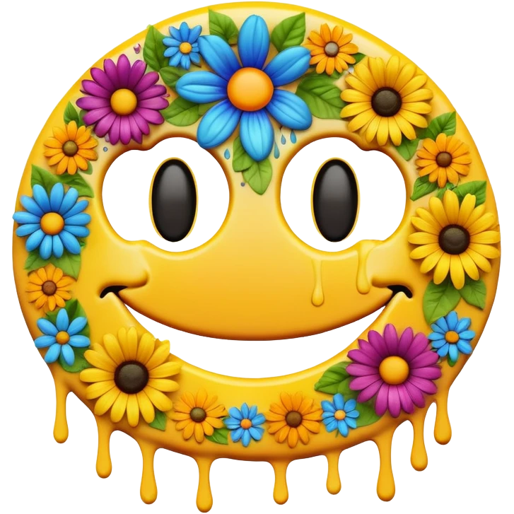 smiley melted garden flowers  emoji