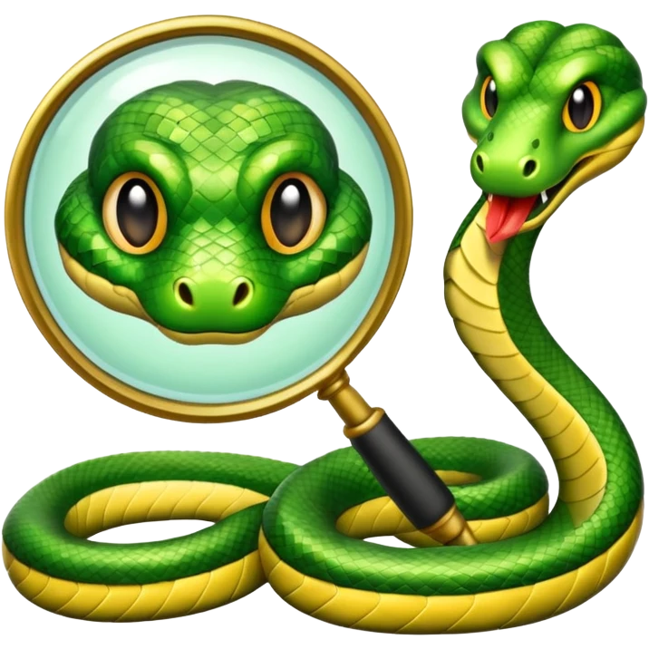 una lupa ed un serpente emoji