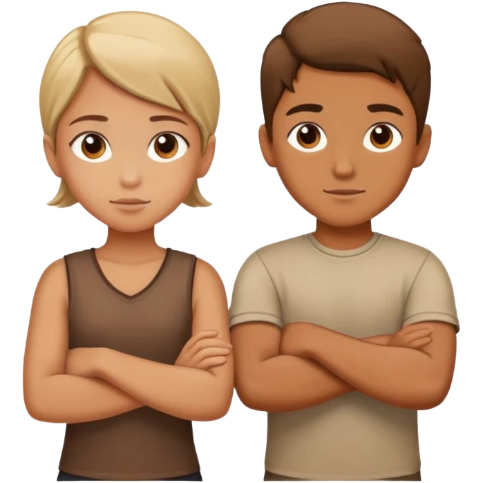 A boy and a girl crossed their arms emoji