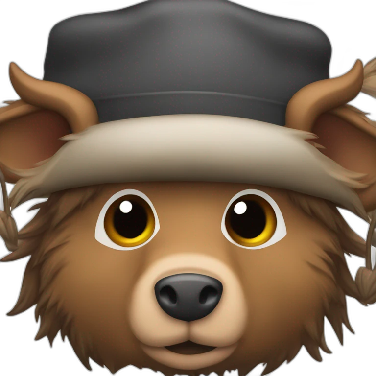 fullface doomer brown boar with stubble in a black winter hat emoji