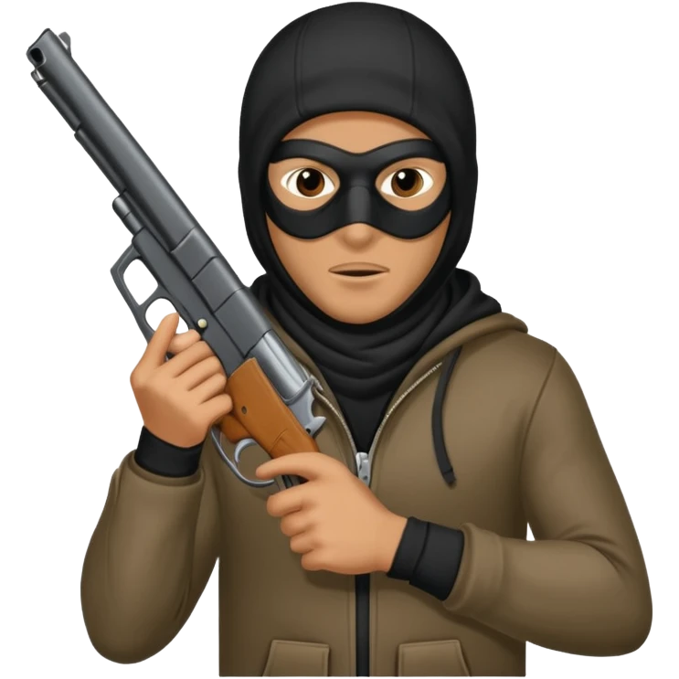 Hoodlum burglar madk and gun with switch and extended clip emoji