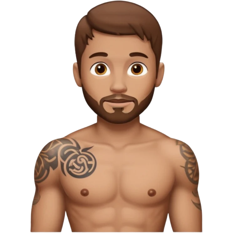 brown haired tattooed guy naked showing his big dick emoji