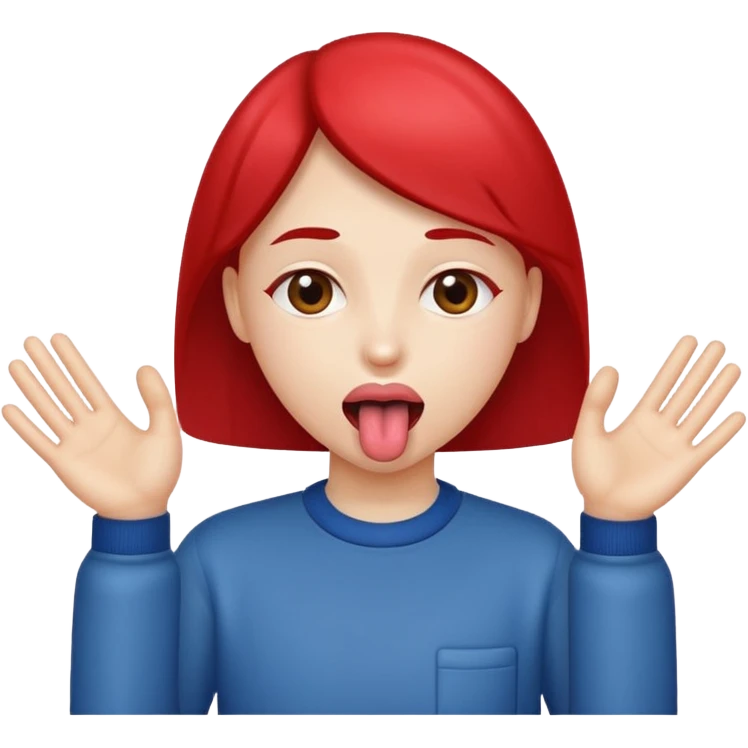 Tongue out with hands to the side ￼ emoji