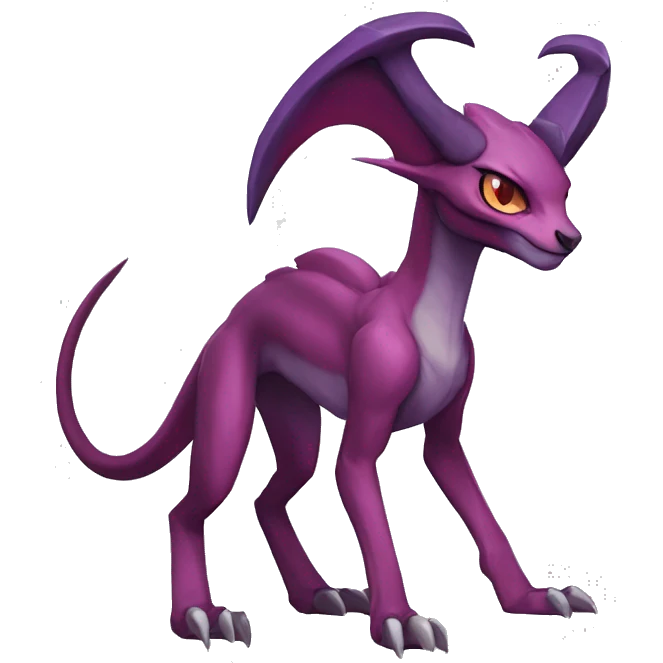 Mauve-maroon-red-violet-colored edgy anthro-genesect-raptor-scalie-sona-Fakémon-hybrid with a mane on head and back and horns full body emoji