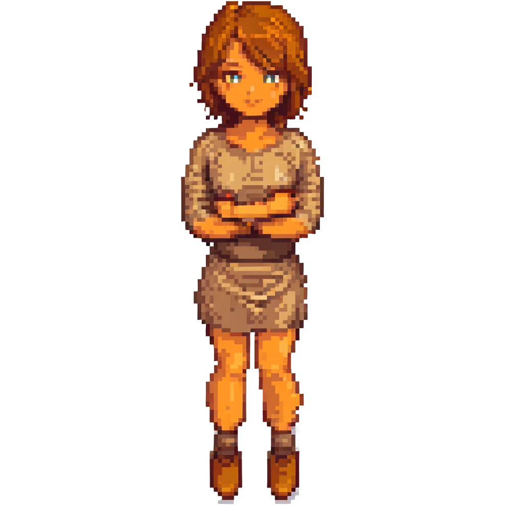 woman crossing her arms, orange skin, brown hair emoji