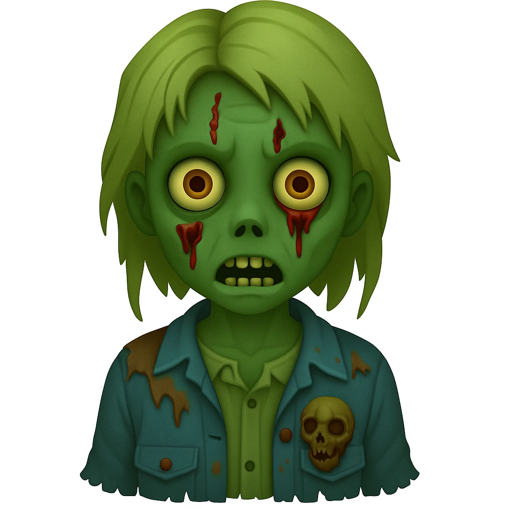 zombie girl emoji in green emoji