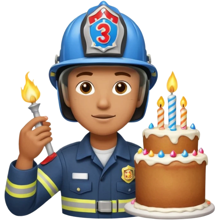 A firefighter extinguishing a party emoji