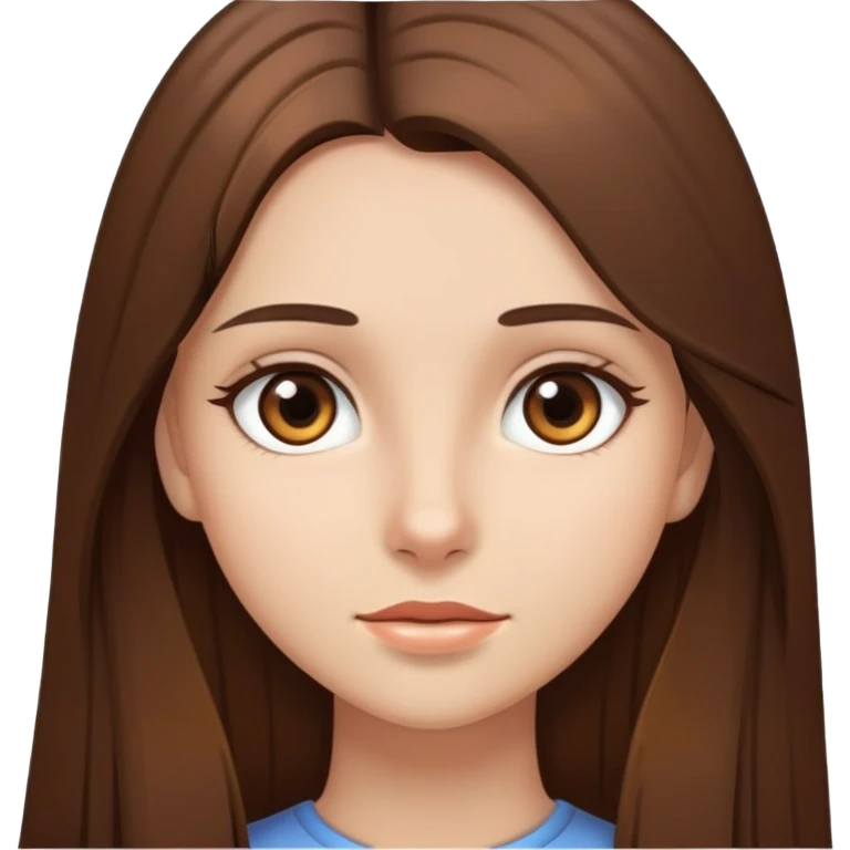 girl with long straight brown hair with brown eyes emoji
