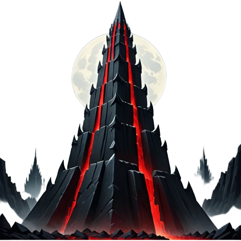 Barad Dúr from Lord of the Rings, Dark, giant Tower, with red beams shooting from the top into the sky emoji