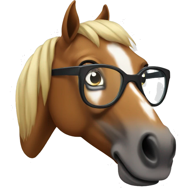 Horse with reading glasses emoji