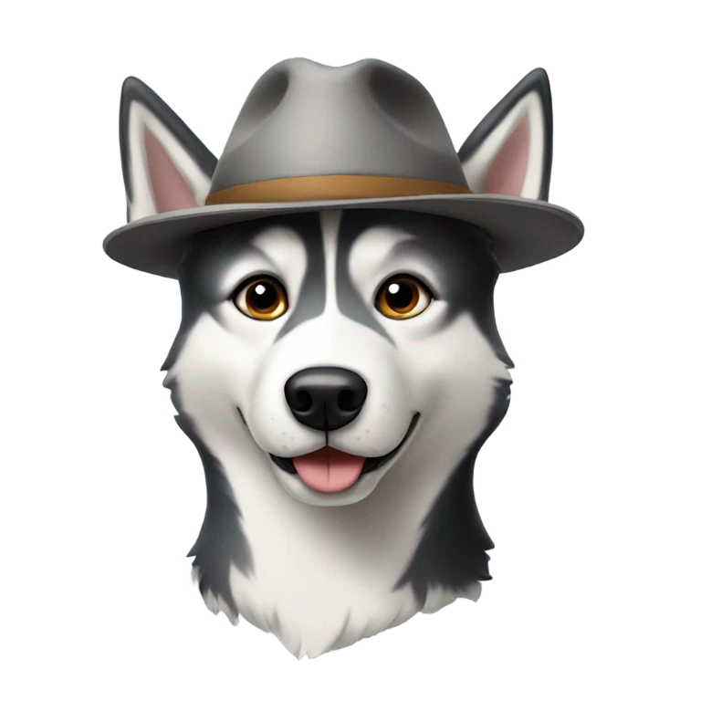 Husky wearing a hat emoji