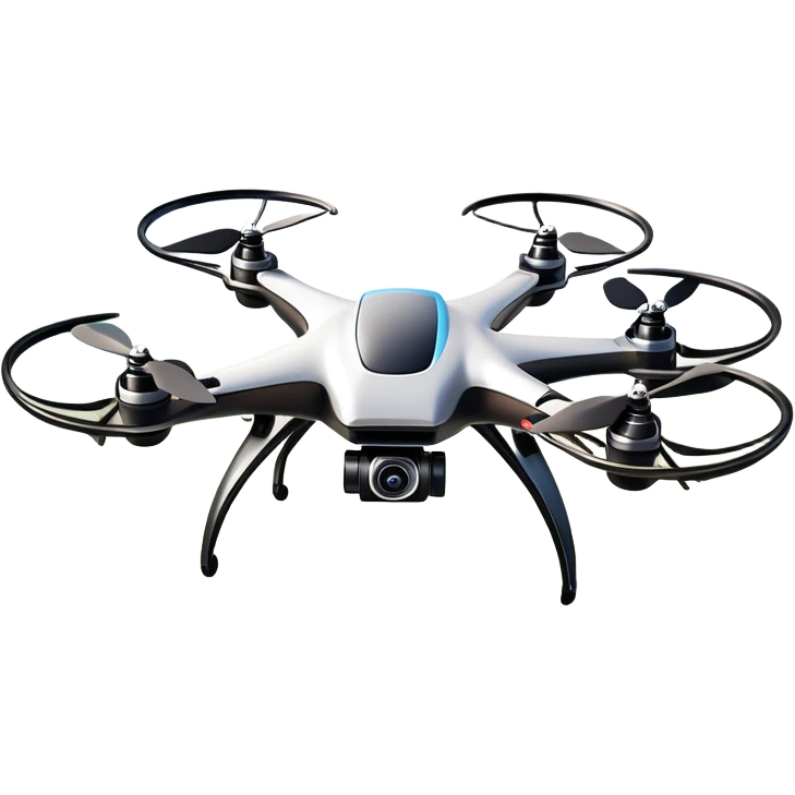 An icon showing a racing quadcopter drone in the foreground, flying at high speed through a course filled with obstacles and checkpoints. Other drones zoom in the background over a dynamic landscape. Transparent background highlights the thrill and precision of drone racing. emoji